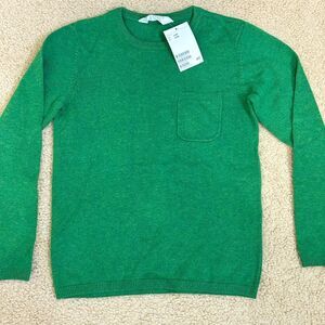 NWT H&M Boys Crew Neck Cotton Green Sweater Pullover Sz 6-8